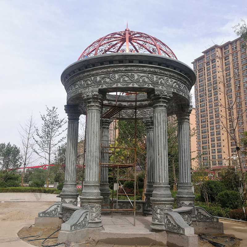 歐式景觀涼亭，小區(qū)花園休息亭子，石雕景觀亭子，綠色景觀涼亭1.jpg